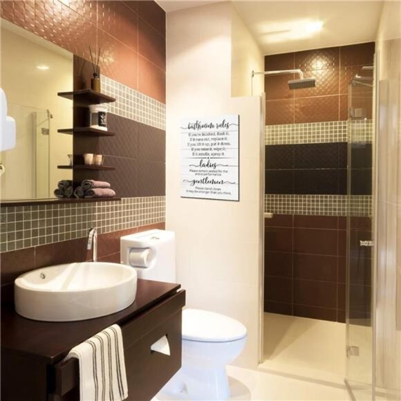 Signs for Bathroom Restroom Wall Art Decor Funny Toilet Signs for Bathroom - Picture 4 of 8